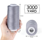 ilauke 3000 Yards Serger Thread of 4 Cones Each Spool 100% Polyester Sewing Thread All Purpose Sewing Thread for Serger Sewing Machine, Overlock Cone Sewing Supplies, 40S/2 Grey