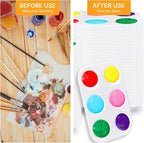 100 Pcs White Plastic Paint Palette 6 Well Watercolor Palette Paint Palettes Craft Paint Trays Finger Painting Tray Rectangular Plastic Paint Tray for DIY Art Painting Watercolor Craft