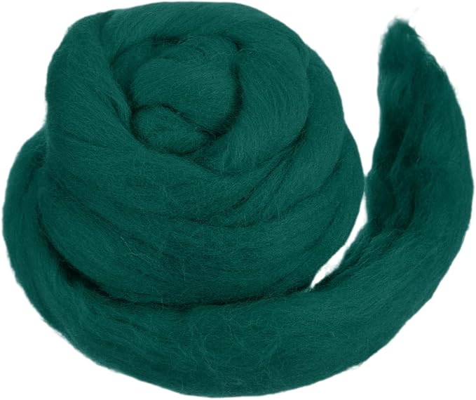 MECCANIXITY Wool Roving Yarn Soft Felting Wool 50g/1.76oz Pure Chunky Roving Yarn for Needle Felting Knitting Blanket Spinning Weaving Art DIY Craft Bright Green