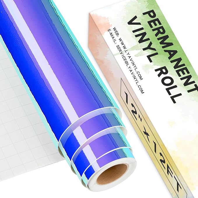 Lya Vinyl Holographic Opal Light Purple Permanent Vinyl Roll 12" x 12FT - Holographic Adhesive Vinyl Roll for Home Decor, Party Decoration, Mug, Window