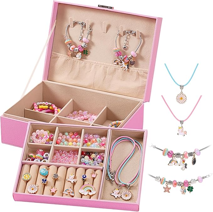 Extpro Charm Bracelet Making Kit, 1410pcs DIY Jewelry Making Kit with Box & Bead Board, Unicorn Gifts Arts and Crafts Toys for 8-12 Years Old Girls Festival Birthday