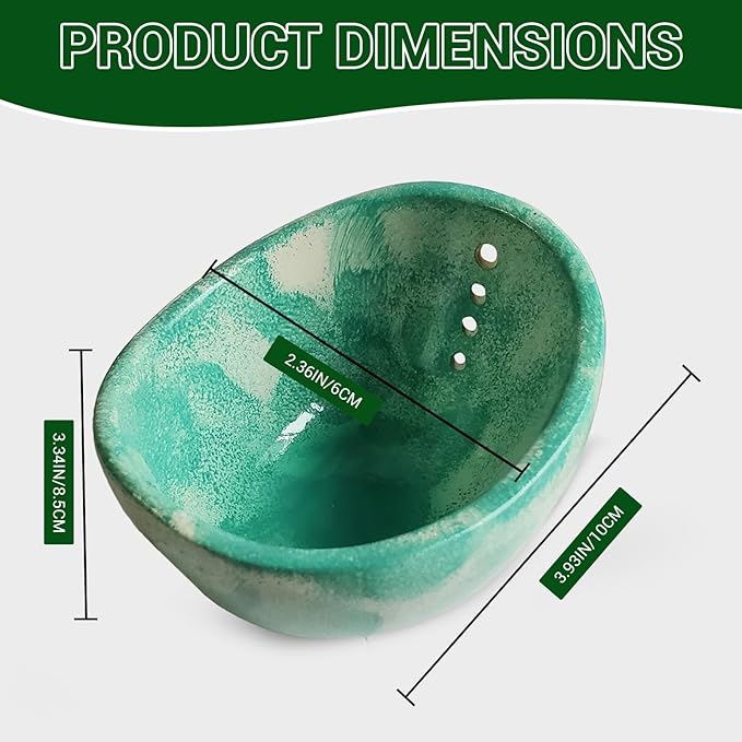 Pottery Herb Stripper Bowl – 4-Slot Herb Stripper with Multiple Hole Sizes, Ergonomic Design, Separating Leaves and Stems for Thyme, Basil, Rosemary, and More (green)