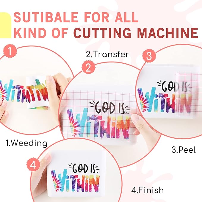 Tintnut Tie Dye Permanent Vinyl Roll - 12 inch x 5ft, Seamless Color Gradient Permanent Adhesive Vinyl, Swirl Pattern Water Proofing Self Sticker Water Proofing