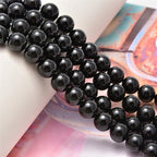 NCB 100pcs Original Natural Stone Beads Gemstone Round Loose Beads 6mm 8mm 10mm (Black Onyx Agate, 10mm 100Beads)
