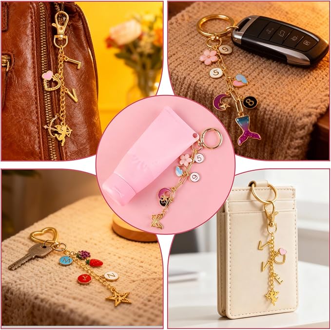 MUNKANT 481 Pcs Charms Lip Gloss Keychain Making Kit,Including 218 Charm Pendants,20 Keychain Clips,15 Extender Chain and 2 Jewelry Pliers,Bag Charm Kit for DIY Crafting,Jewelry Making and Gifts