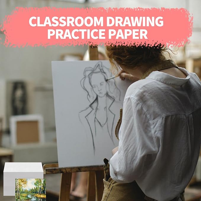 ZAYOUAU 400 Sheets Watercolor Paper Bulk, 6 x 9 inch 300 GSM Cotton White Cold Press Art Painting Paper for Kids, Beginning Academy Artist Loose Drawing Paper Watercolors Sketch Acrylic Painting