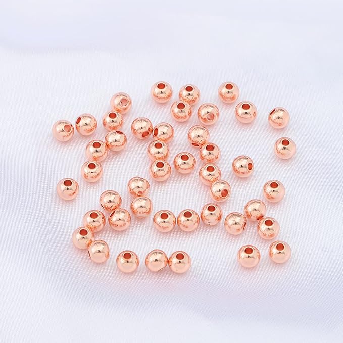 Rose Gold Plated Round Spacer Beads 5mm 60pcs for Jewelry Making Findings Non Tarnish