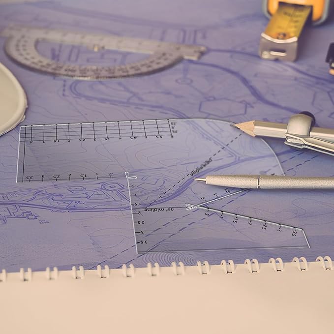 Copkim 2 Pack Boxed Bag Making Template Acrylic Template Patchwork Ruler Sewing Tools Set for Beginners Curve Notion Bag Zip Pocket DIY Sewing