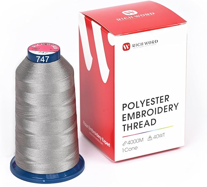 Richword Selected Grey Embroidery Thread 4000M(4374Y) 40WT Polyester Thread 100 Colors Selected for Commercial Multi Needles and Single Needle Embroidery Machine 0747
