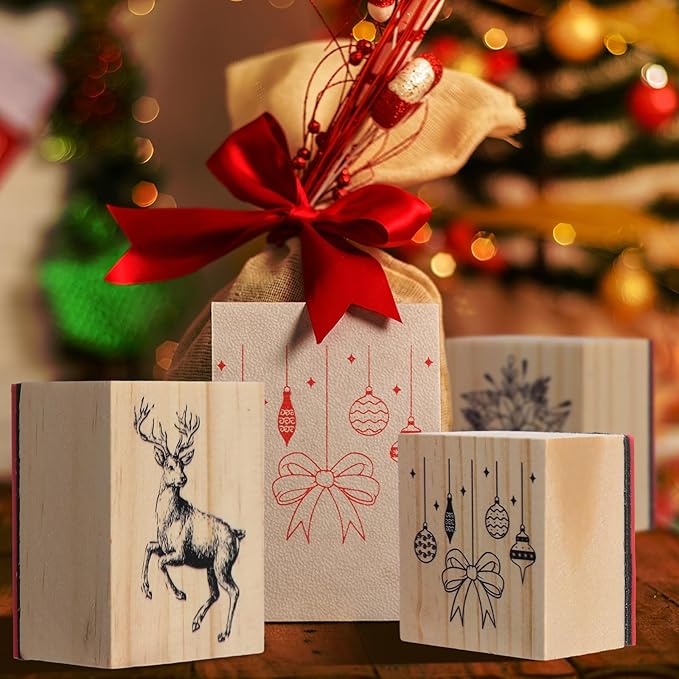 6 Pcs Rubber Stamp Set Wooden Rubber Stamp Stamps Vintage Wooden Art Stamps for Crafting and DIY Scrapbooking Card Making Hand Book(Classic)