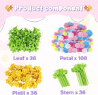 FUNZBO 216 Pcs DIY Fabric Flower Bouquets Toys Accessories - Flowers Market Toy Accessorie - Christmas Arts & Crafts Toy Accessories for 4 5 6 7 8+Year Old Girl Birthday Gifts Ideas (36 Flower Stems)