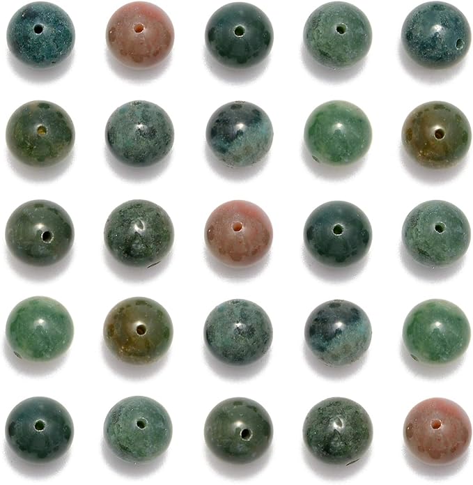 NCB 200pcs 4mm Indian Agate Loose Beads for Jewelry Making, Natural Semi Precious Beads Round Smooth Gemstones Spacer Beads Charms for Necklaces Bracelets (Indian Agate, 4mm 200Beads)