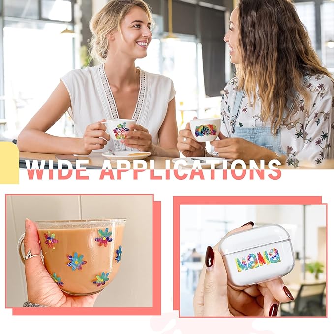 Tintnut Tie Dye Permanent Vinyl Roll - 12 inch x 5ft, Seamless Color Gradient Permanent Adhesive Vinyl, Swirl Pattern Water Proofing Self Sticker Water Proofing