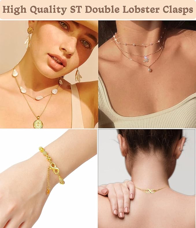 Dailyacc Double Opening Lobster Clasp 316 Stainless Steel Silver and Gold Pleted Necklace Bracelet Extender Clasps and Closures for DIY Jewelry