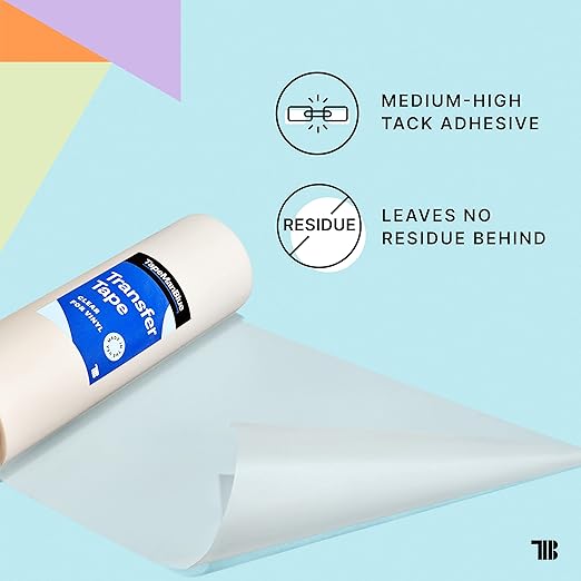 12" x 300' Roll of Clear Transfer Tape for Vinyl, Made in America, Premium-Grade Vinyl Transfer Tape for Crafts, Decals, and Letters