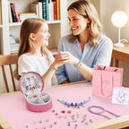 Emibele Bracelet Making Kit for Girls 8-12, Jewelry Making Kit with Portable Jewelry Box, Charm Bead DIY Bracelets Crafts Kit for Kids Age 5 6 7, Girls Gifts Choice on Birthday Valentines Christmas