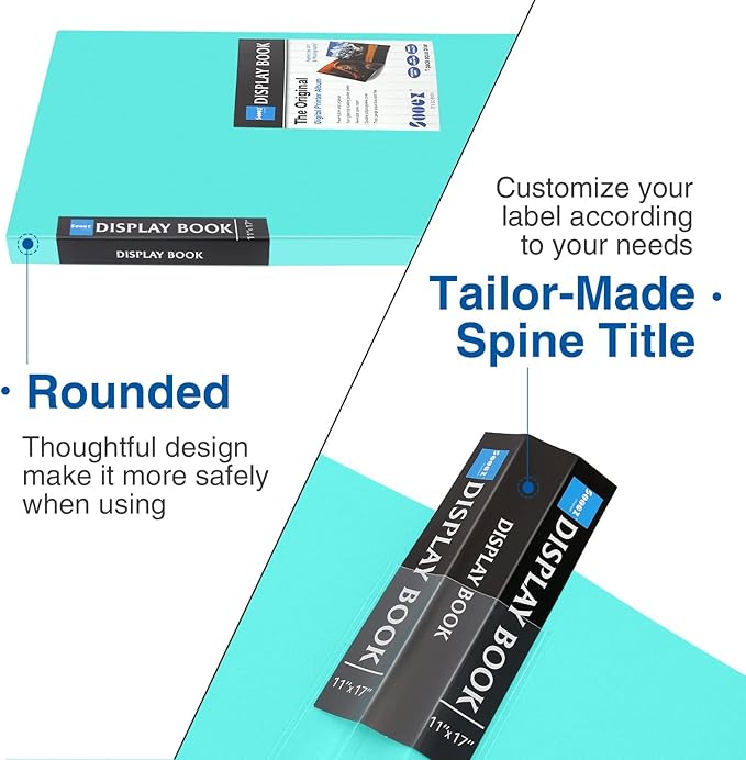 Sooez Art Portfolios 11"x17", Large Portfolio Folder with 30 Pockets & Black Inner Sheets, Display 60 Pages, 11 x 17 Presentation Book for Artwork Storage, Binder with Plastic Sleeves for Artist