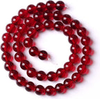 Smooth Garnet Red Glass Crystal Round Loose BeadsFor Jewelry Making DIY Bracelet Necklace Accessories 10mm 40pcs 15" Strand (Garnet Red Glass, 10mm)