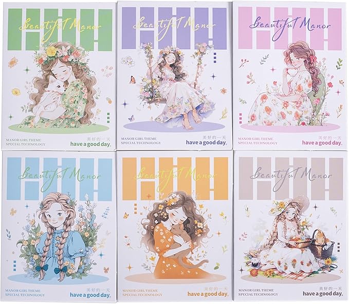 TIAMECH Beautiful Manor PET Stickers - 60 Pcs Fantasy Dance Blossom & Elf Princess Design, Waterproof Sticker for Journaling & Scrapbooking, Junk Journal Supplies, Ephemera & DIY Crafts