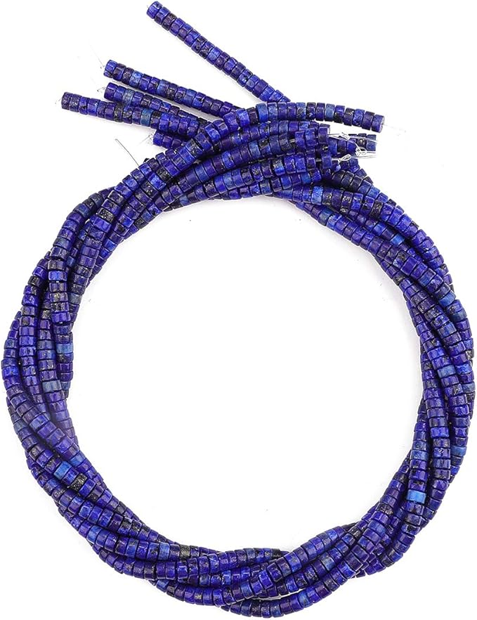 Natural Lapis Lazuli Spacer Beads Caps Loose Semi Gemstone for Beading Jewelry Making 4mmx2mm 38cm