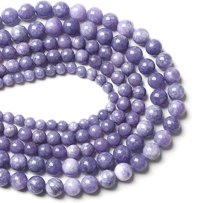 160PCS 4MM Lavender Purple Chalcedony Stone Loose Beads for Jewelry Making DIY Bracelet Necklace