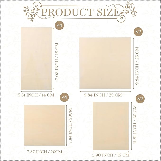 Wood Canvas Boards Unfinished Wooden Panel Boards Paint Pouring Panels for Painting Drawing Home Decor(12 Pieces,4 Sizes)