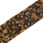 Natural Yellow Tiger Eye Square Stone Beads 4x4mm 85pcs Cube Loose Semi Gemstone Beads for Jewelry Making Design