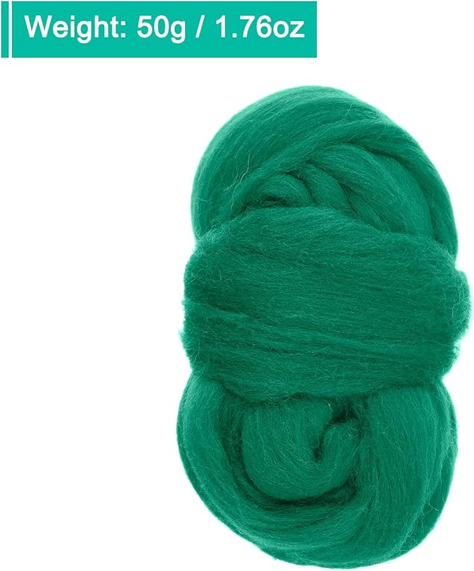uxcell Needle Felting Wool, 1.76oz Natural Fibre Wool Roving Yarn Wool Felting Supplies for Needle Felting Yarn DIY Handcrafts, Green