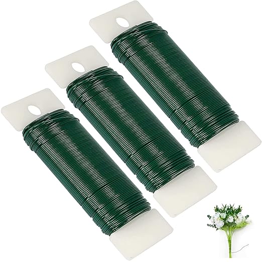 Green Floral Wire 3 Pack 117 Yards 22 Gauge Flexible Paddle Wire for Crafts Christmas Wreaths Tree,Garland and Floral Arrangements