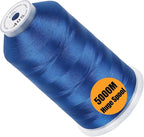 New brothread - Single Huge Spool 5000M Each Polyester Embroidery Machine Thread 40WT for Commercial and Domestic Machines - Blue