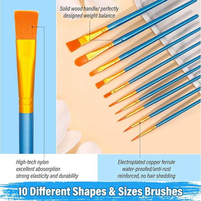 54 Pack Canvas with Easel Set 8 x 10 Inch Canvas Boards with Wooden Easels, Paint Brushes Canvas Panel Painting Kit for Acrylic Oil Watercolor Beginners Art Crafts Sip and Paint Party