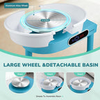 Bonoutil Pottery Wheel Machine, 11" Electric Ceramic Forming Machine LCD & Foot Pedal Control Max 20 lbs Capacity, Clay Art Sculpting Tools Kit at Home Pottery Wheels