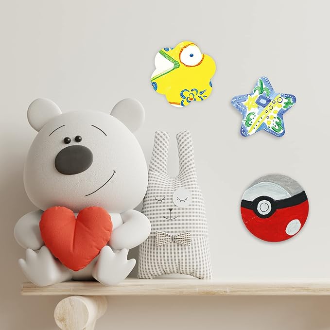 AUREUO Magnetic Mini Canvas Boards for Painting - 3 Inch 12 Pack Square, Hexagon, Circle, Star, Heart & Flower Shape Craft Art Gift, Tiny Painting Canvas Panel for Acrylic Paint & Markers