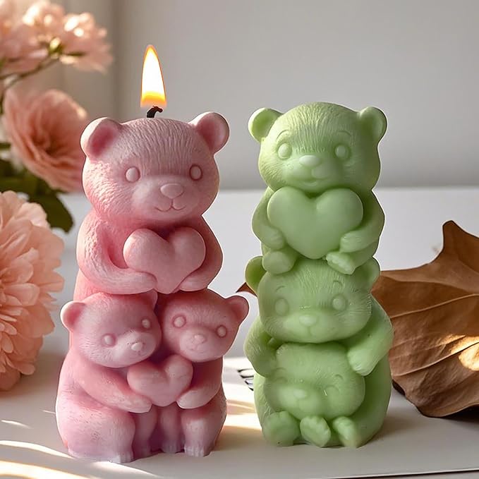 Cylinder Animal Molds Bear Candle & Resin Mold - Resin Casting Silicone Molds for Home Decor & Candle Making Wave Spiral Mold