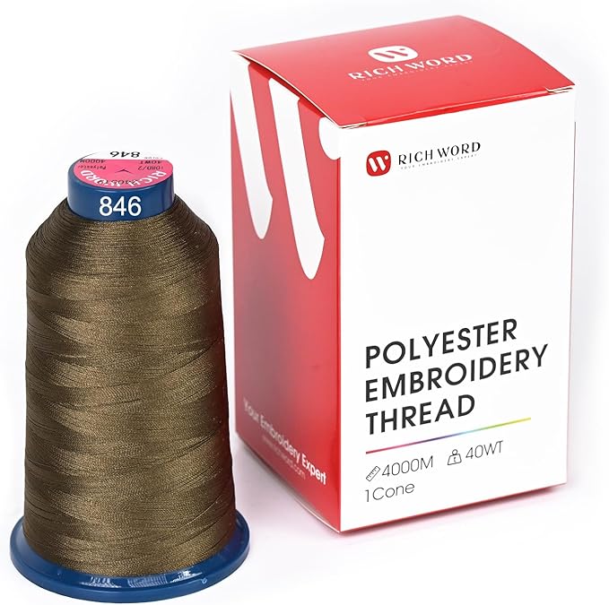 Richword Selected Green Embroidery Thread 4000M(4374Y) 40WT Polyester Thread 100 Colors Selected for Commercial Multi Needles and Single Needle Embroidery Machine 0846