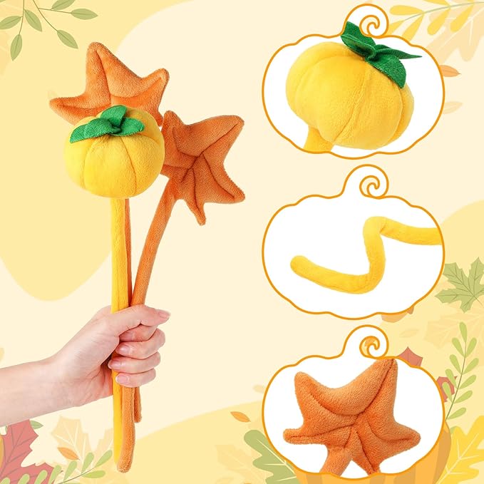 10 Pcs Plush Pumpkin Maple Stuffed Bendable Stems Plush Bouquet Toy Soft Flower 12.6 Inch for Thanksgiving 2025 Fall Autumn Girl Girlfriend Wife(Fall Style)