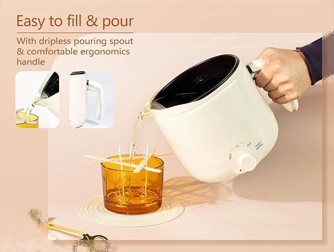 Aroparc Electric Wax Melting Pot, 60oz/1.8L Wax Melter for Candle Making with Spout for Soap Making Pouring Pitcher Non-Stick Easy to Clean & Keep Warm