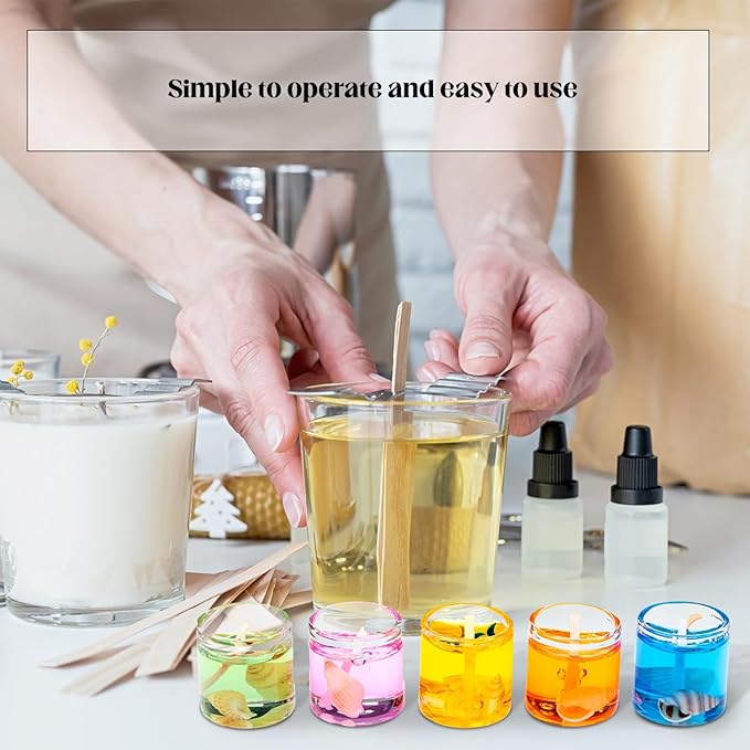 3.3 lb High Density Transparent Gel Candle Wax Clear Gel Wax Jelly Candle 100 Pcs Wick and 100 Pcs Wick Stickers for DIY Making Handmade Projects Material Supplies