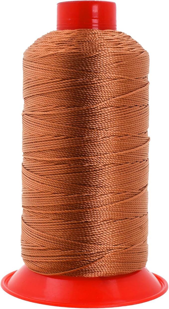 Mandala Crafts Bonded Nylon Thread Bourbon Brown Heavy Duty Sewing Threads - 415 YDs Size 346 210D T350 Tex 350 Thread for Leather Jeans Weaving Outdoor Marine Upholstery Threads