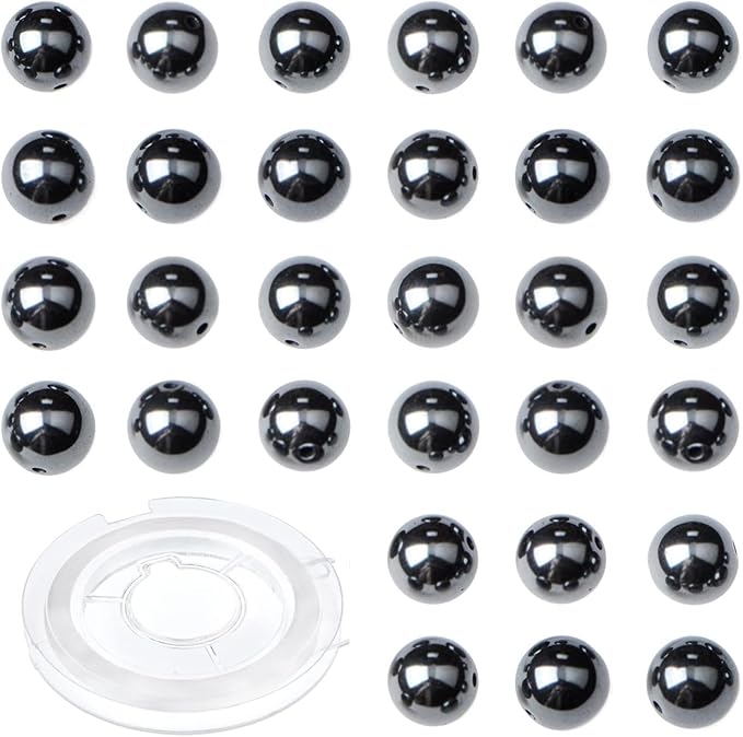 4mm 200pcs Natural Stone Round Beads Black Hematite Genuine Stone Beading Loose Gemstone DIY Charm Smooth Beads for Bracelets Necklaces Earrings Hole Size 1mm (Black Hematite 4mm)