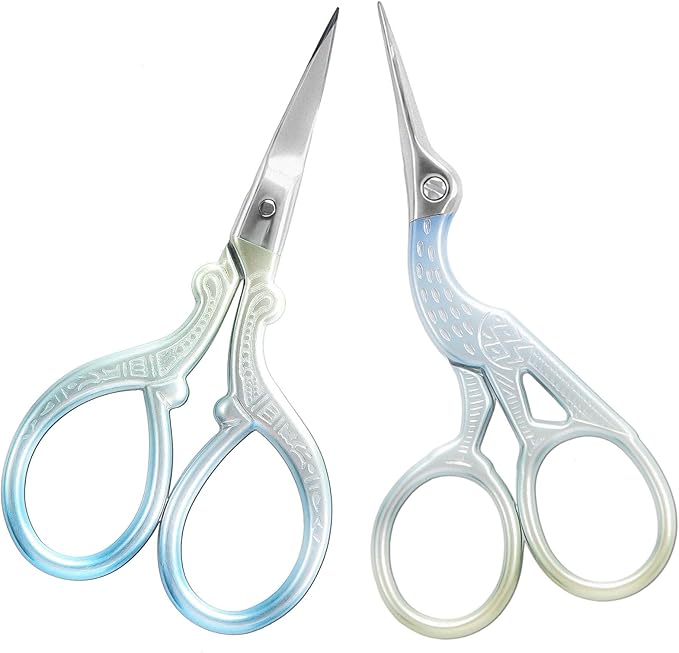 AQUEENLY Embroidery Scissors 2 Pcs Small Sewing Scissors Sharp Stainless Steel 3.6 Inches for Artwork, Threading, Needlework, Crochet