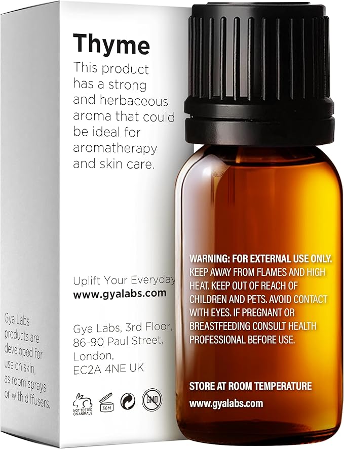Gya Labs Thyme Essential Oil - 0.34 Fl Oz - for Hair, Skin, Diffuser, Aromatherapy & DIY Candle Making Scent