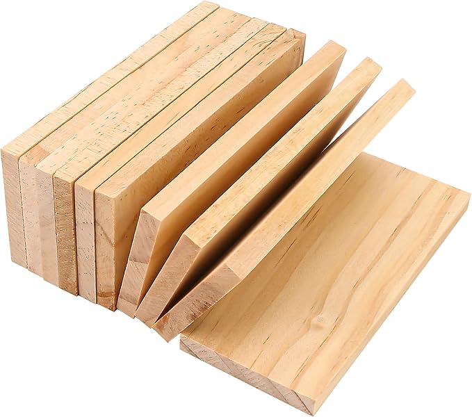 10 Pieces 3.5x1.6x0.2 Inch Unfinished Wood Rectangle Board for Paintings, 0.2 Inch Thick Natural Pine Wooden Blocks Panels Plank, for DIY Art Crafts, Architectural Models, Dollhouse Accessories