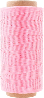 Mandala Crafts Pink Flat Waxed Thread for Leather Sewing - 197 Yds 210D 1mm Polyester Leather Thread String Waxed Cord for Leatherwork, Beading, Bookbinding, Hand Stitching