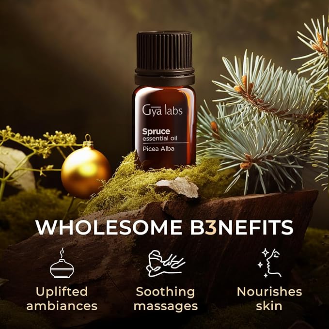 Gya Labs Spruce Essential Oil - 0.34 Fl Oz - for Hair, Skin, Diffuser, Aromatherapy & DIY Candle Making Scent