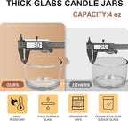Thick Candle Jars for Making Candles 16 Pcs, 4 OZ Empty Jars with Wood Lids for Candle Making, Sample Container - Dishwasher Safe,Clear