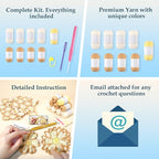 Noocro Crochet Kit for Intermediate or Advanced Levels, Complete Craft Kit for a Floral Daisy Shawl with Step by Step Video Tutorials Detailed Instructions, Perfect Holiday Gift or DIY Project (Khaki)