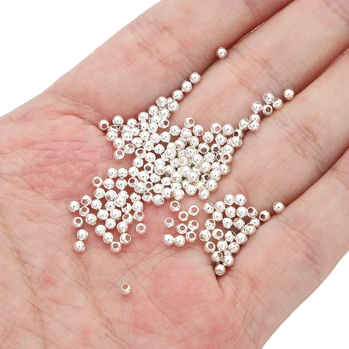 Silver Plated Round Spacer Beads 2.5mm 500pcs for Jewelry Making Findings Non Tarnish