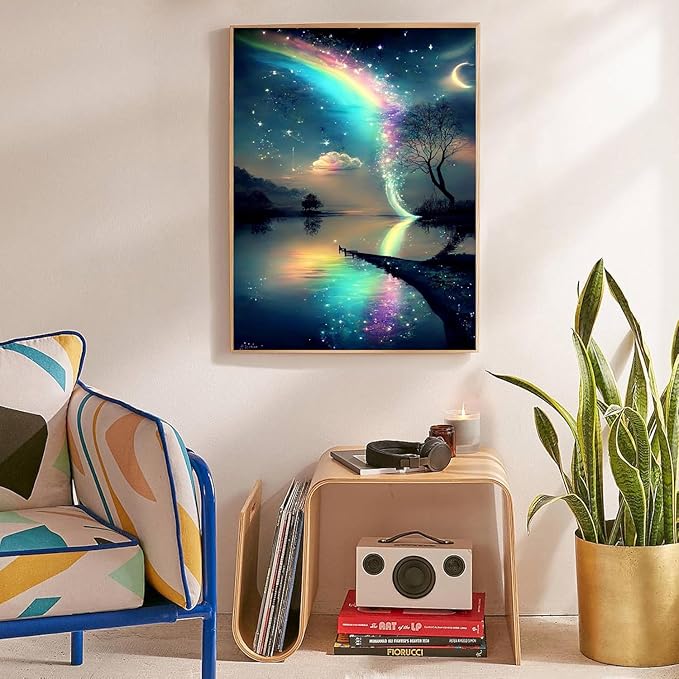 Starry Sky Cross Stitch Kits for Beginners Adults, Landscape Patterns Dimensions Needlepoint Art Crafts,Counted Cross Stitch Kits Embroidery Kits for Beginners Adults for Home Decor 11.8X15.7inch