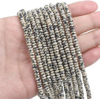 Natural Dalmatian Stone Spacer Beads Caps Rondelle Disk Loose Beads for Beading Jewelry Making 4mmx2mm 38cm